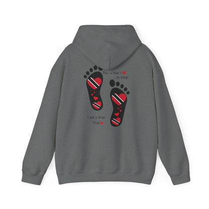 Trinidad Flag Footprints Hooded Top - Unique design meets comfort in our sweatshirt. Unisex style for all." Gift Idea for him and her.