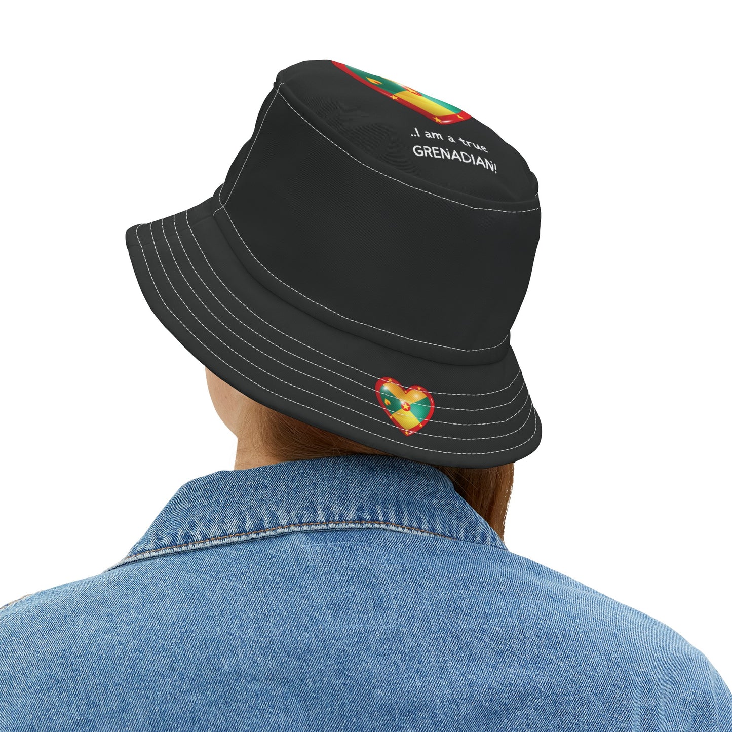 LoveJustJules - Grenadian Heart-Shaped Flag Bucket Hat - Gift Idea