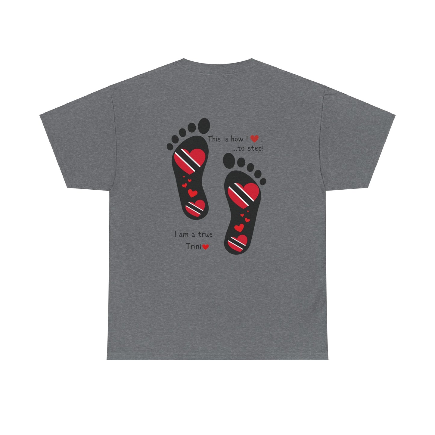 Introducing LoveJustJules's Exclusive Trinidad & Tobago Heart-Shaped Flags Footprint Tee - Trini flags in footprints.  Gift Idea.