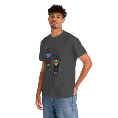 Unisex Heavy Cotton Tee - LoveJustJules - "Heritage Fusion: Celebrating Congo & Dominica in Every Step"