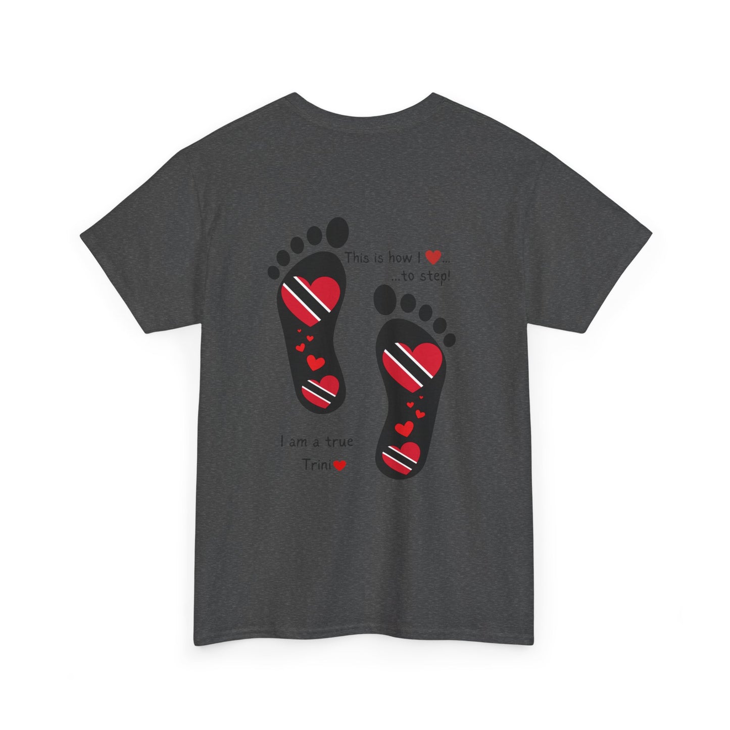 Introducing LoveJustJules's Exclusive Trinidad & Tobago Heart-Shaped Flags Footprint Tee - Trini flags in footprints.  Gift Idea.