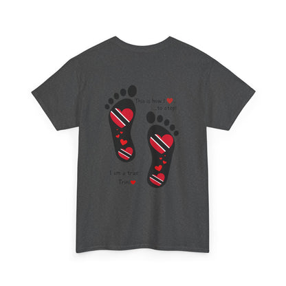 Introducing LoveJustJules's Exclusive Trinidad & Tobago Heart-Shaped Flags Footprint Tee - Trini flags in footprints.  Gift Idea.