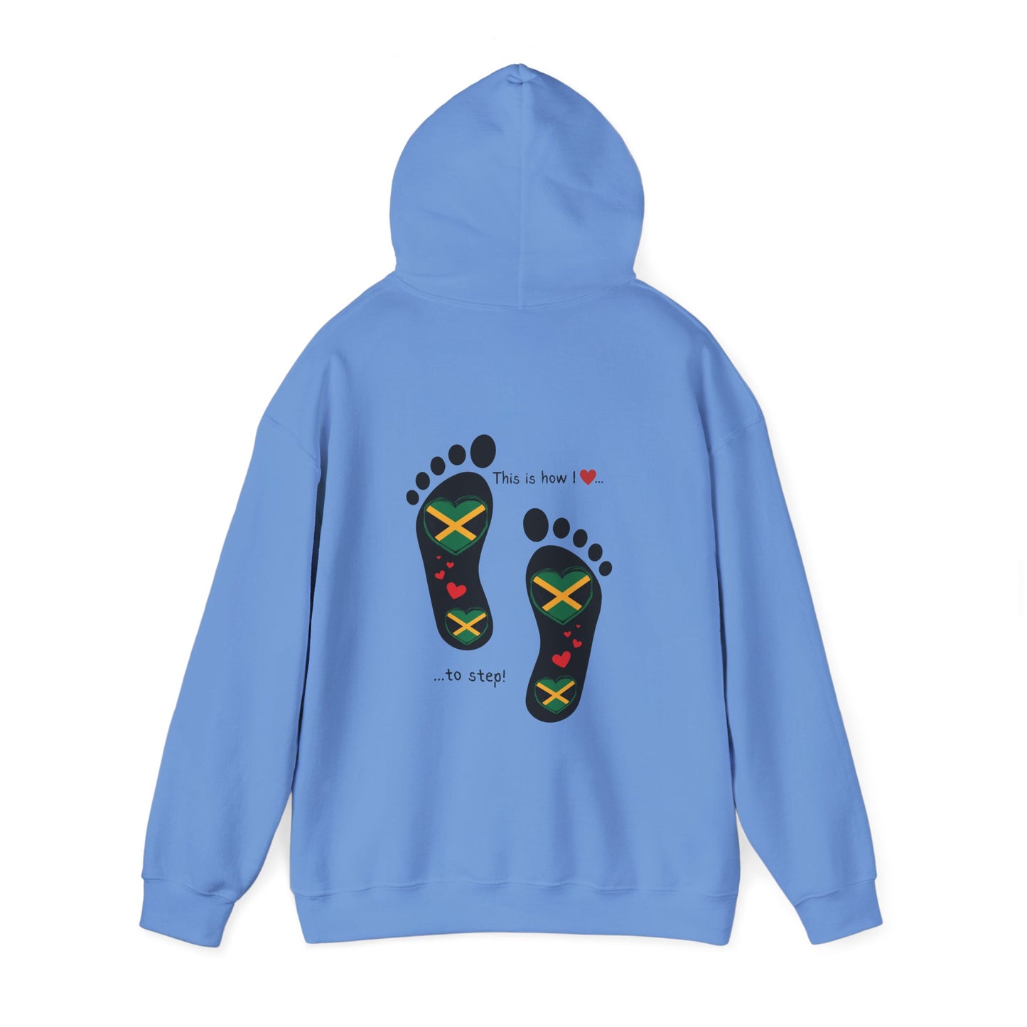 Jamaican Heritage Heart-Shaped Flag Footprints Unisex Hooded Top