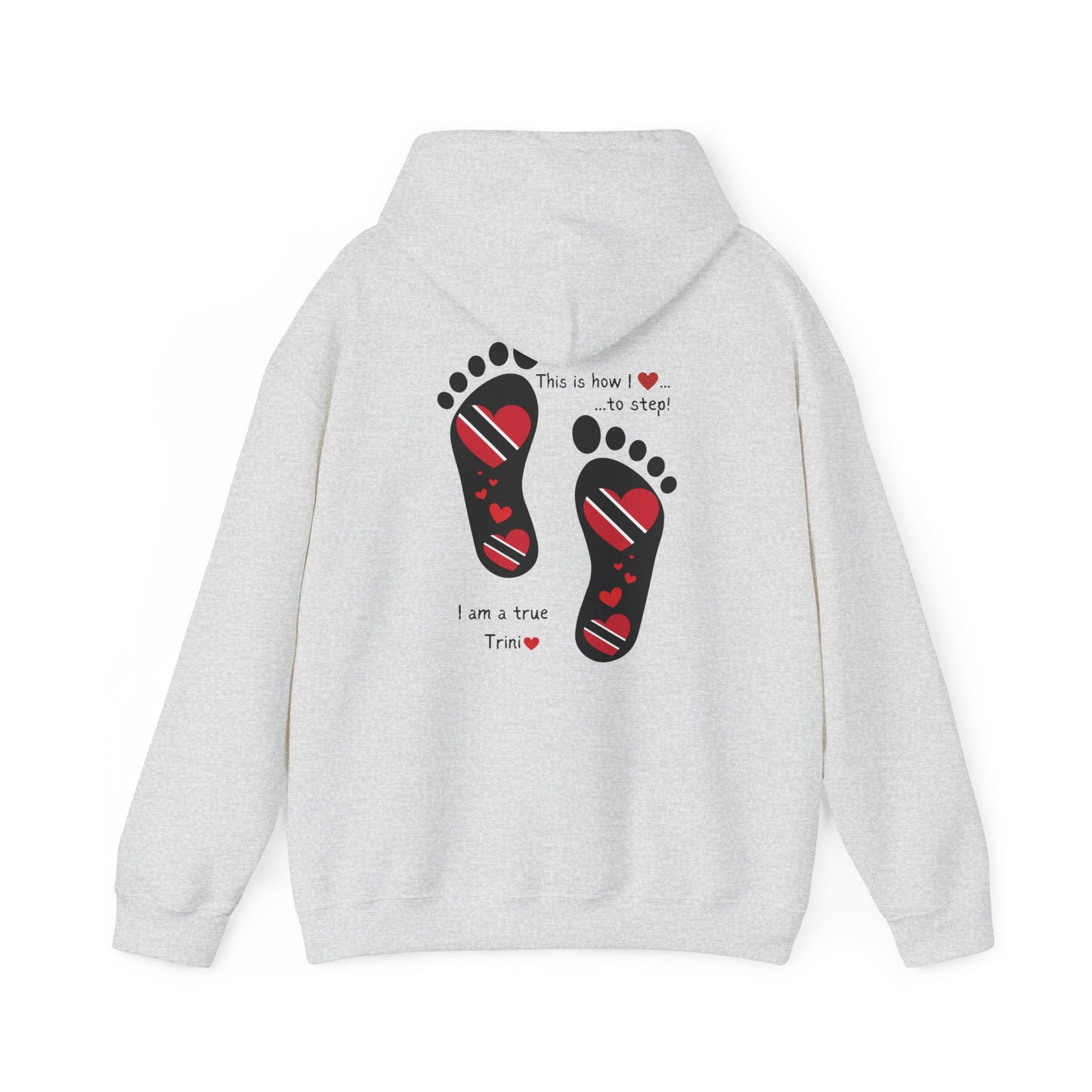 Trinidad Flag Footprints Hooded Top - Unique design meets comfort in our sweatshirt. Unisex style for all." Gift Idea for him and her.