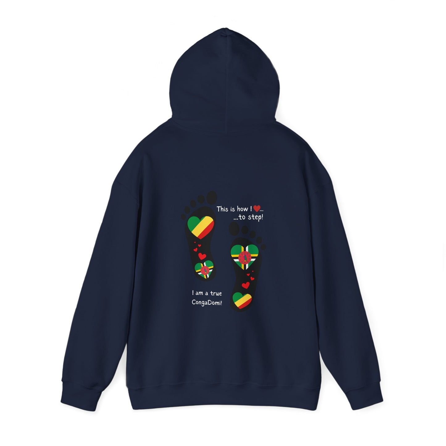 Unisex Heavy Blend™ "Celebrating The Republic of the Congo & Dominica in Every Step" - Heritage Flag Fusions By LoveJustJules