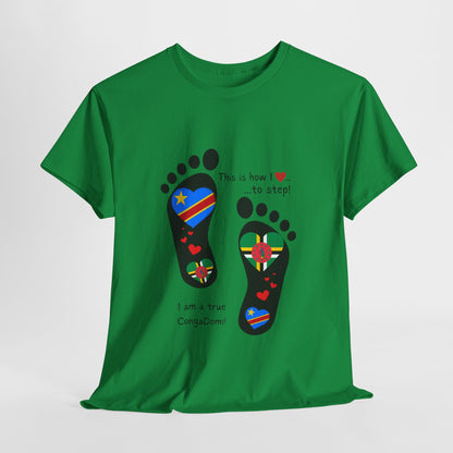 Unisex Heavy Cotton Tee - LoveJustJules - "Heritage Fusion: Celebrating Congo & Dominica in Every Step"