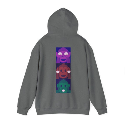 Introducing our iconic "See No Evil..Poop, Hear No Evil..Poop, Speak No Evil..Poop" monkeys hooded sweatshirt.