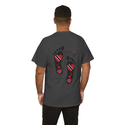 Introducing LoveJustJules's Exclusive Trinidad & Tobago Heart-Shaped Flags Footprint Tee - Trini flags in footprints.  Gift Idea.