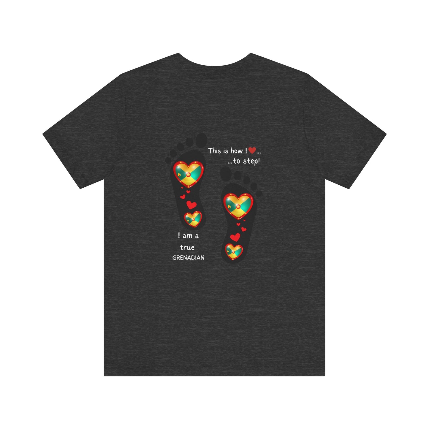 Unisex Jersey Short Sleeve Tee - LoveJustJules Grenadian Heart Flag Tee - Gift Idea