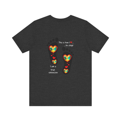 Unisex Jersey Short Sleeve Tee - LoveJustJules Grenadian Heart Flag Tee - Gift Idea