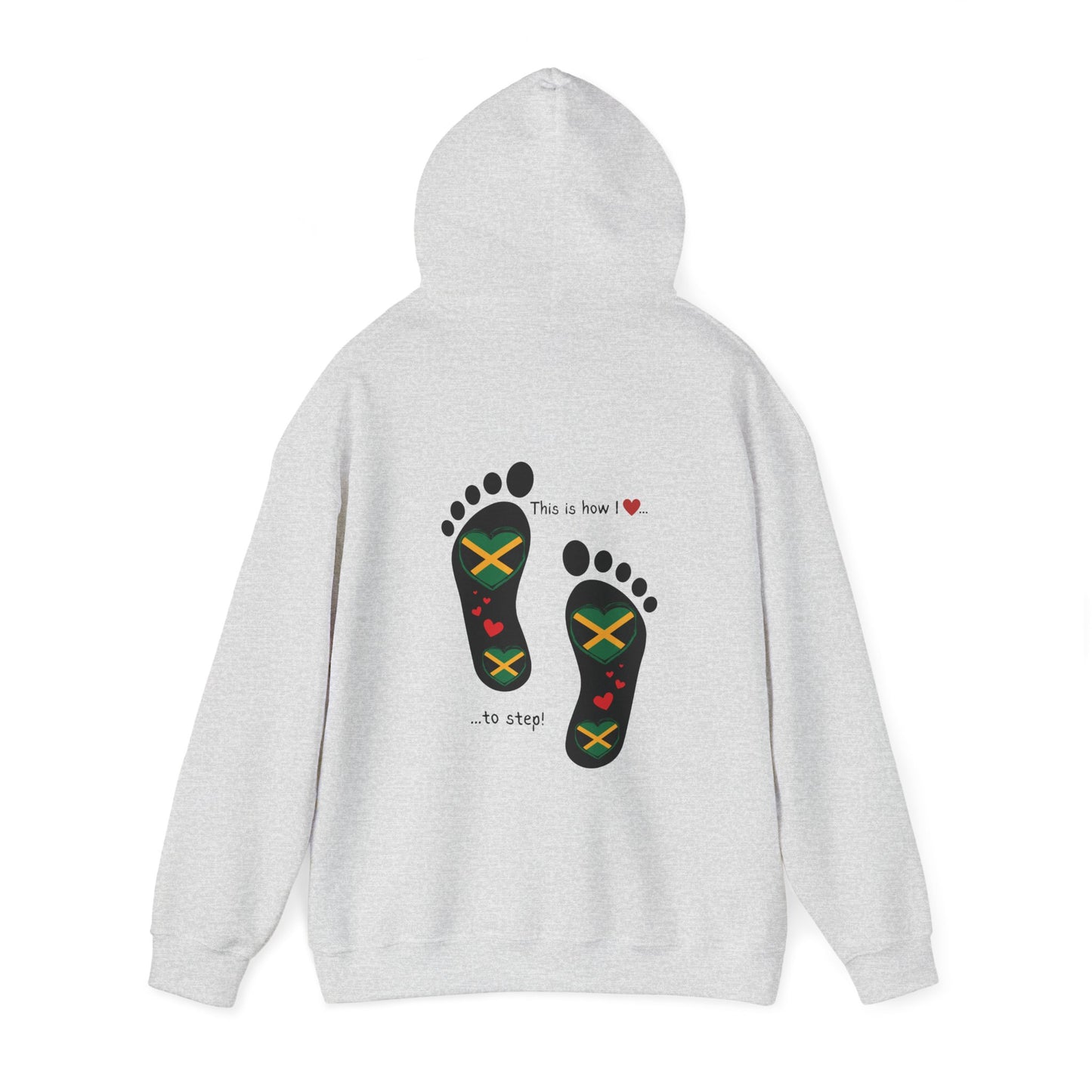 Jamaican Heritage Heart-Shaped Flag Footprints Unisex Hooded Top