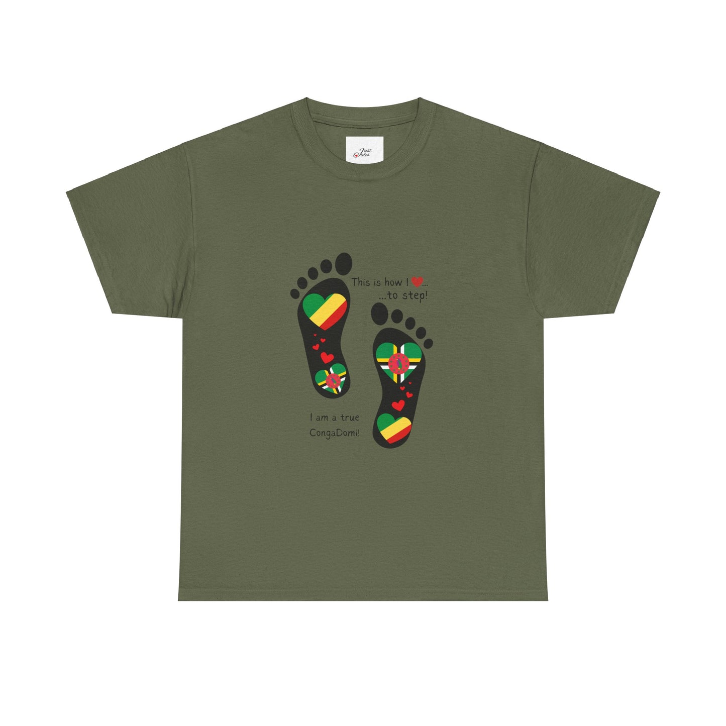 Unisex Heavy Cotton Tee - "Celebrating The Republic of the Congo & Dominica in Every Step" - Heritage Fusion By LoveJustJules