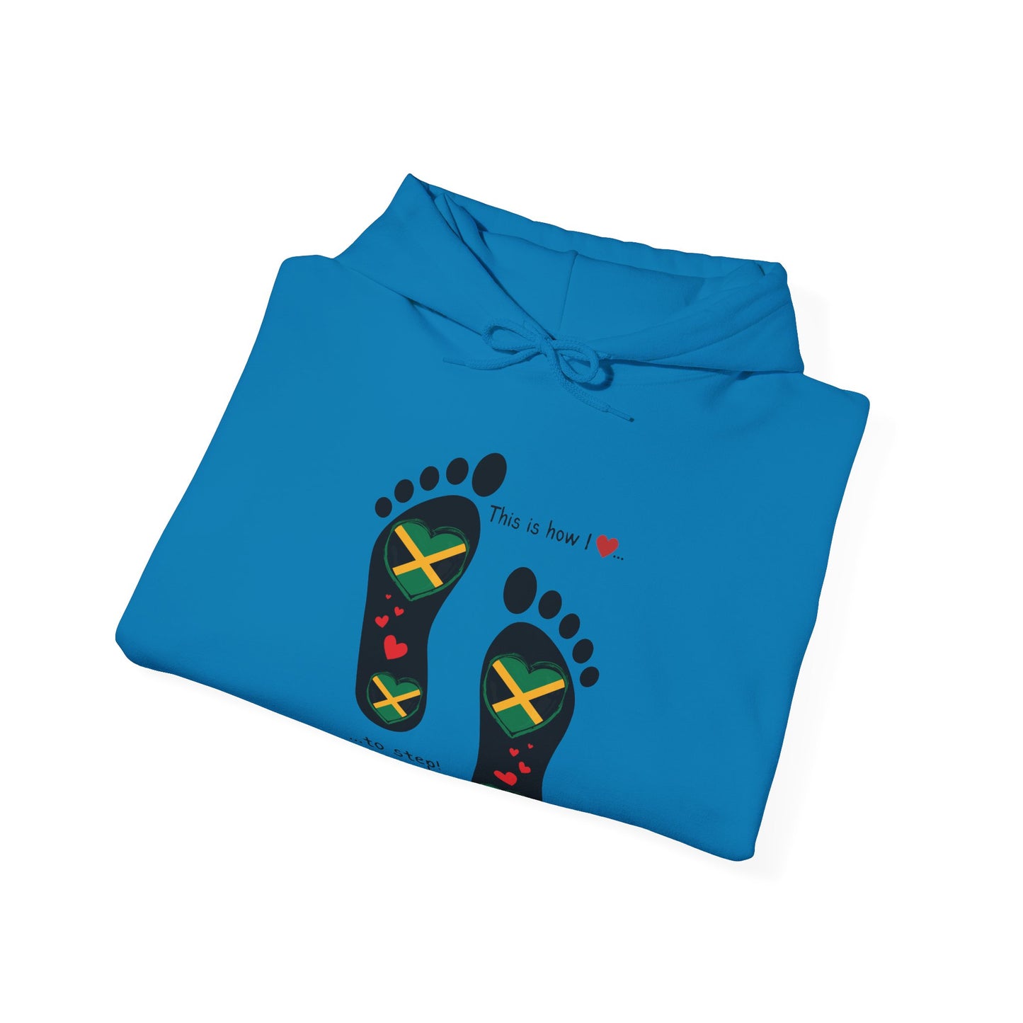 Jamaican Heritage Heart-Shaped Flag Footprints Unisex Hooded Top