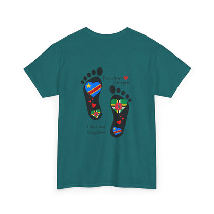 Unisex Heavy Cotton Tee - LoveJustJules - "Heritage Fusion: Celebrating Congo & Dominica in Every Step"