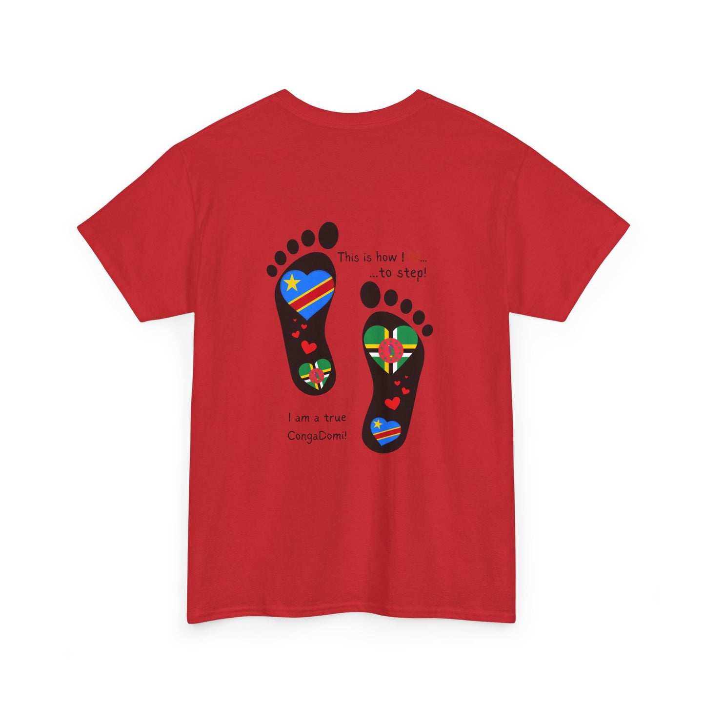 Unisex Heavy Cotton Tee - LoveJustJules - "Heritage Fusion: Celebrating Congo & Dominica in Every Step"