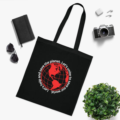 Cotton Tote/Bag - Global Consciousness Tote: LoveJustJules Eco-Friendly World Outline Bag