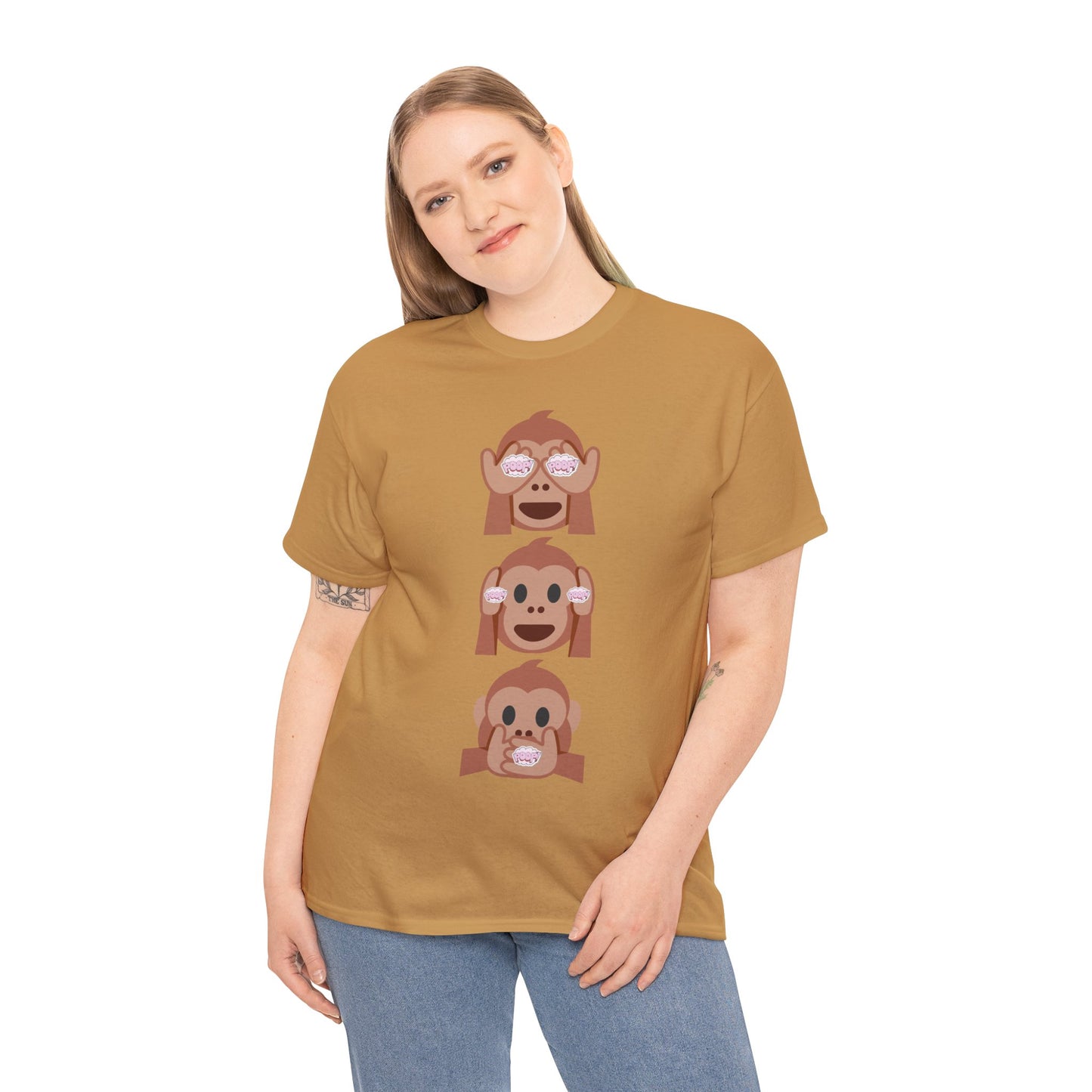 Introducing our Exclusive "See No Evil..Poop, Hear No Evil..Poop, Speak No Evil..Poop" Unisex Heavy Cotton Tee-shirt.