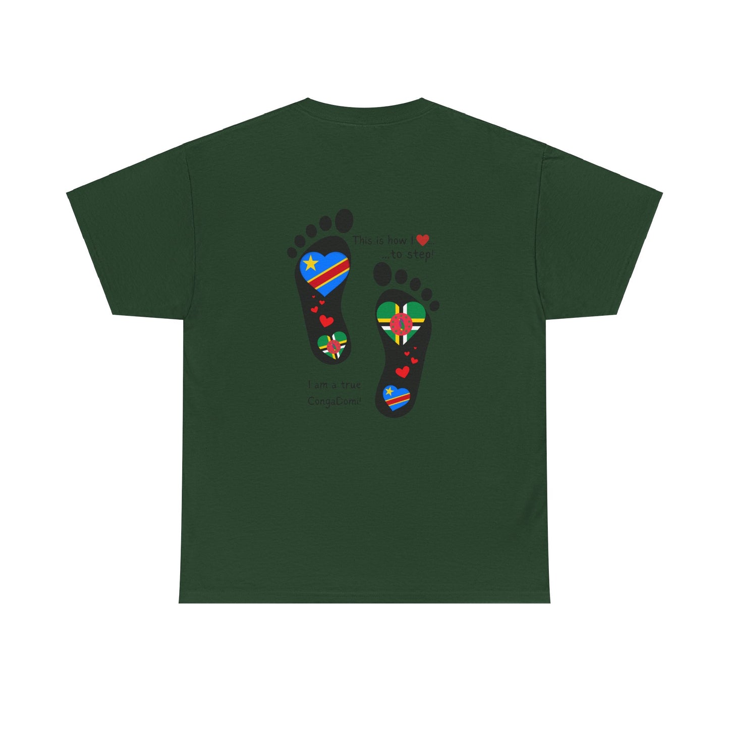 Unisex Heavy Cotton Tee - LoveJustJules - "Heritage Fusion: Celebrating Congo & Dominica in Every Step"