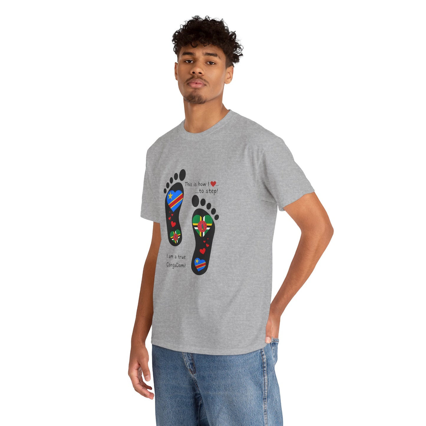 Unisex Heavy Cotton Tee - LoveJustJules - "Heritage Fusion: Celebrating Congo & Dominica in Every Step"