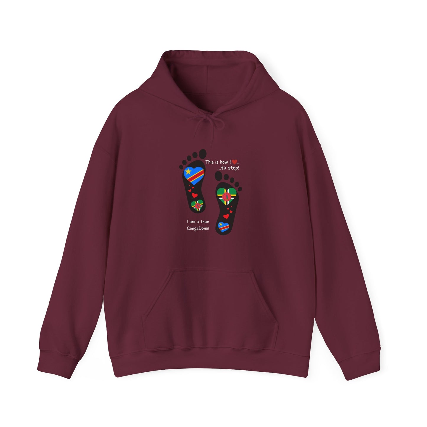 Unisex Heavy Blend™ Hooded Sweatshirt - LoveJustJules - Heritage Fusion: Celebrating Congo & Dominica in Every Step