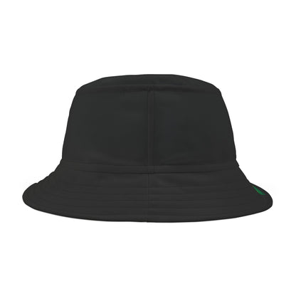 Black Coloured - Heart-Shaped Jamaican Flag Bucket Hat with 'All Up In My Head... I am a True Jamaican' Text