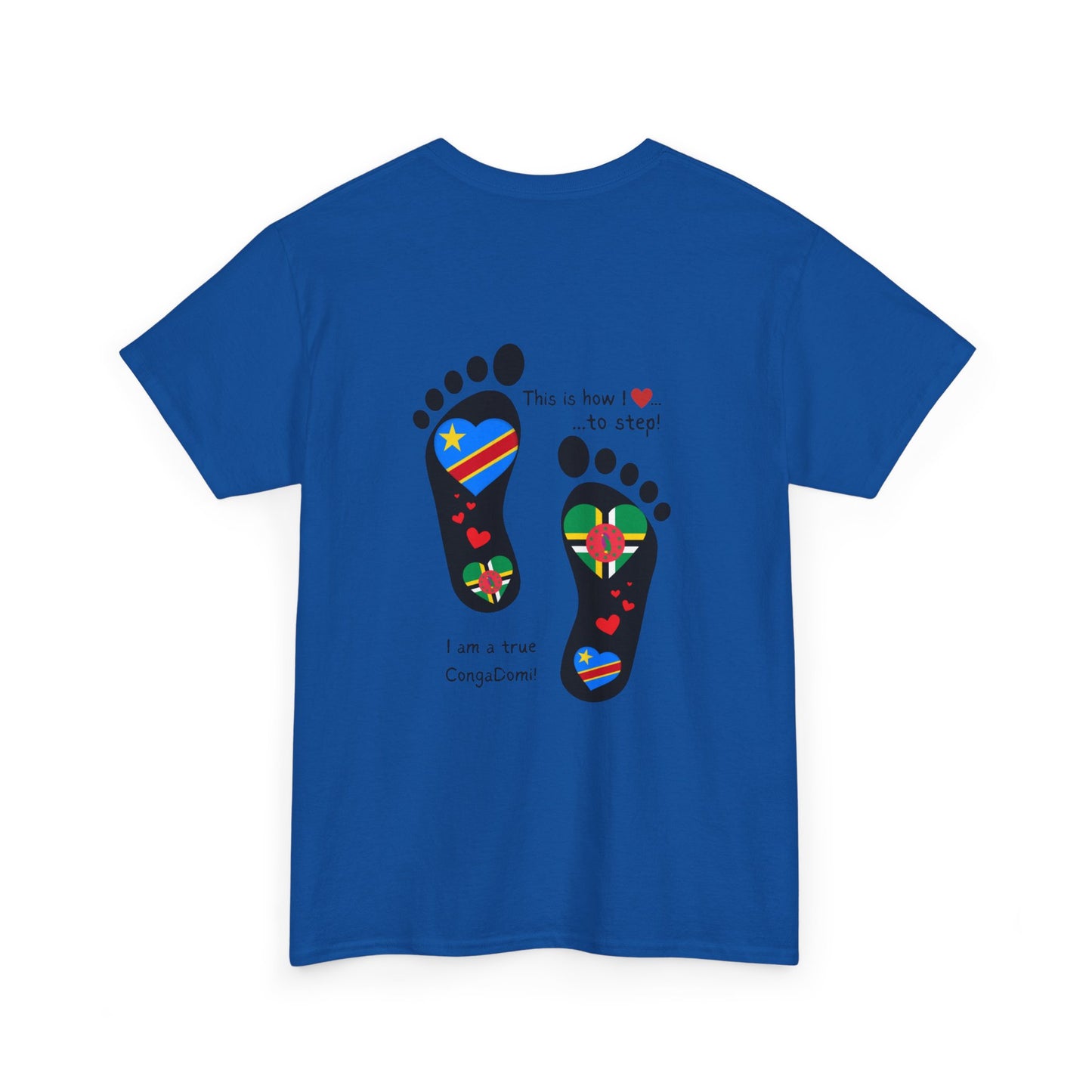 Unisex Heavy Cotton Tee - LoveJustJules - "Heritage Fusion: Celebrating Congo & Dominica in Every Step"