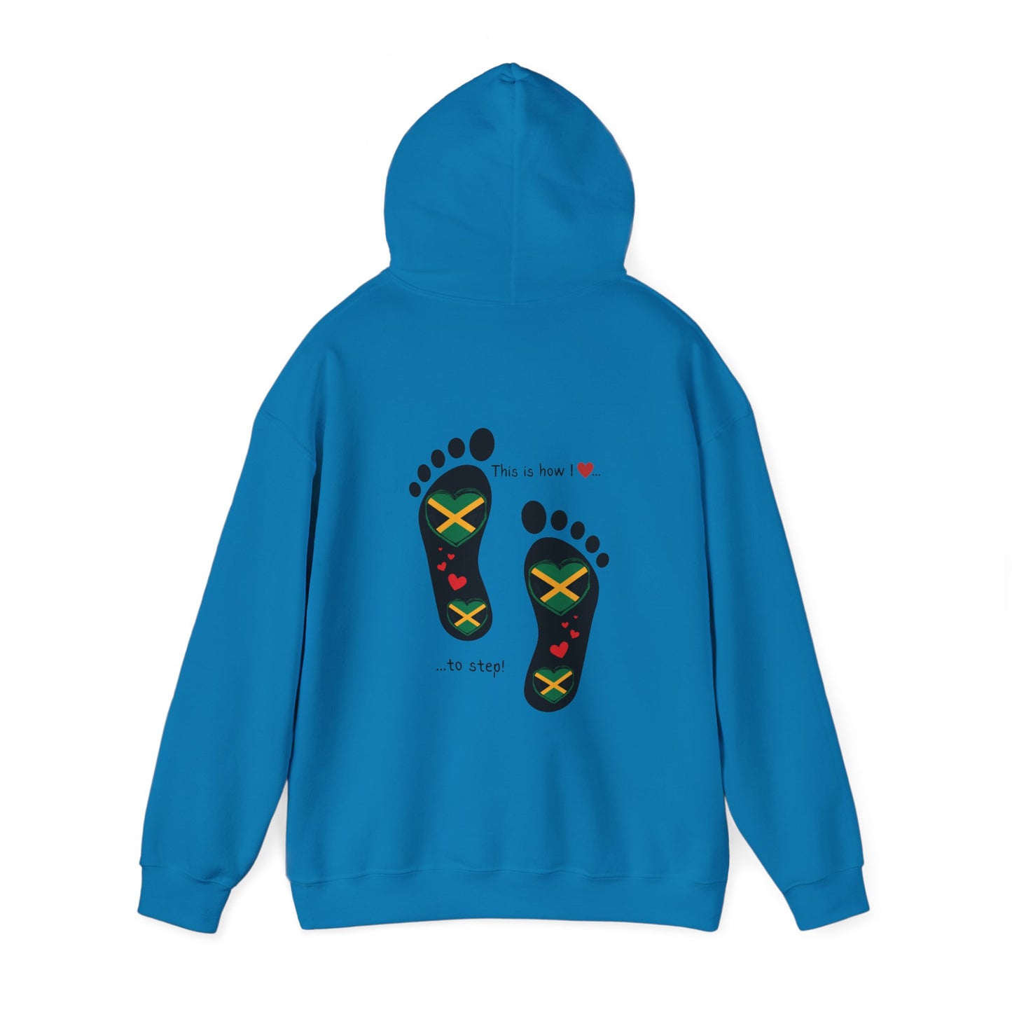 Jamaican Heritage Heart-Shaped Flag Footprints Unisex Hooded Top