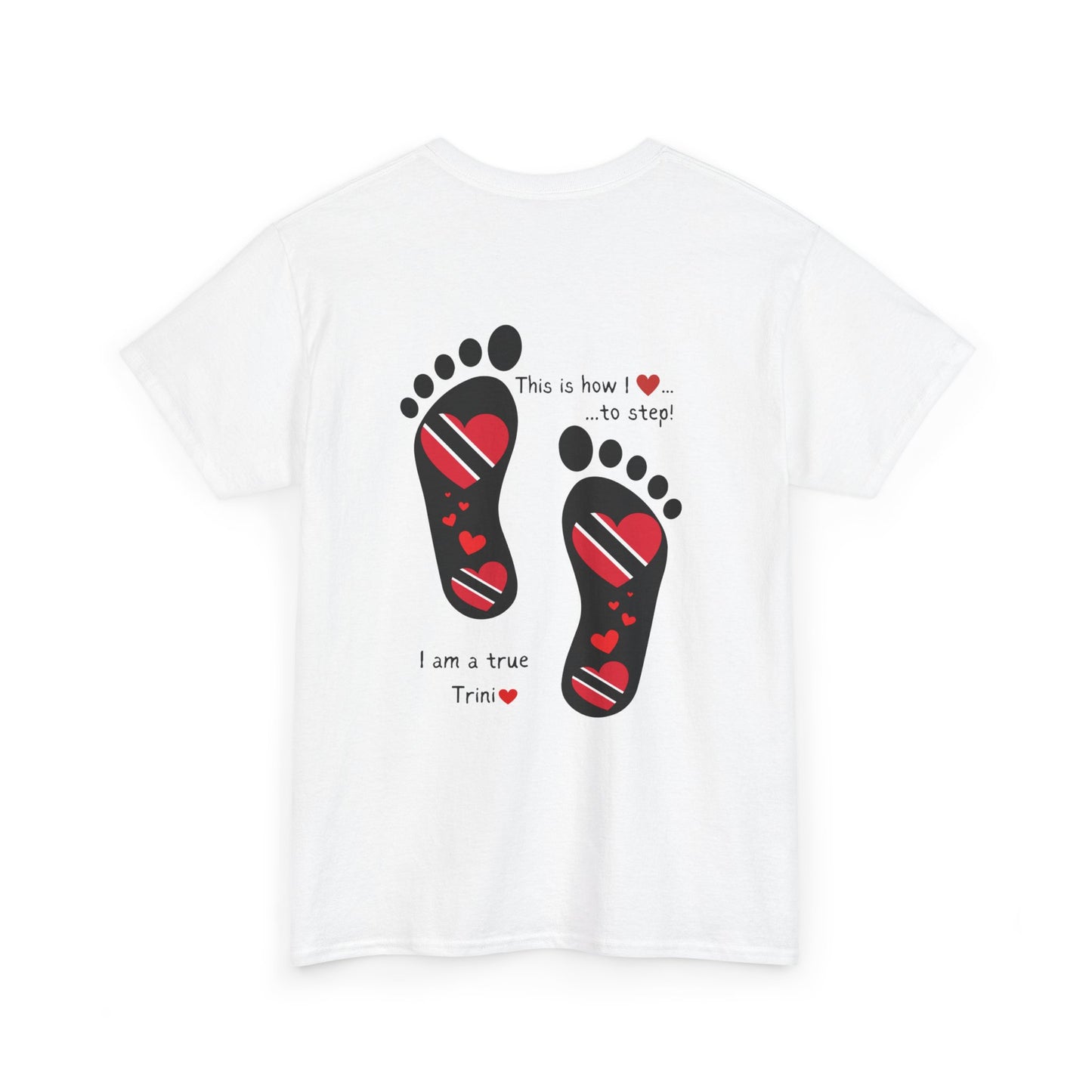 Introducing LoveJustJules's Exclusive Trinidad & Tobago Heart-Shaped Flags Footprint Tee - Trini flags in footprints.  Gift Idea.