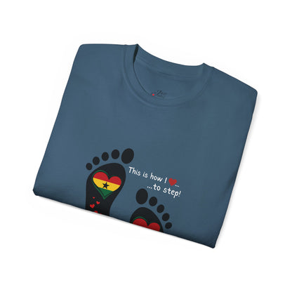 Unisex Ultra Cotton Tee - LoveJustJules Heart Flag Unisex Tee: Ghanaian Pride Edition