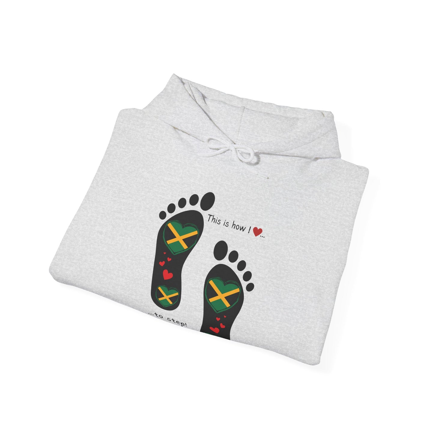 Jamaican Heritage Heart-Shaped Flag Footprints Unisex Hooded Top