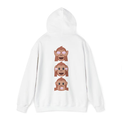 Introducing our iconic "See No Evil..Poop, Hear No Evil..Poop, Speak No Evil..Poop" monkeys hooded sweatshirt.