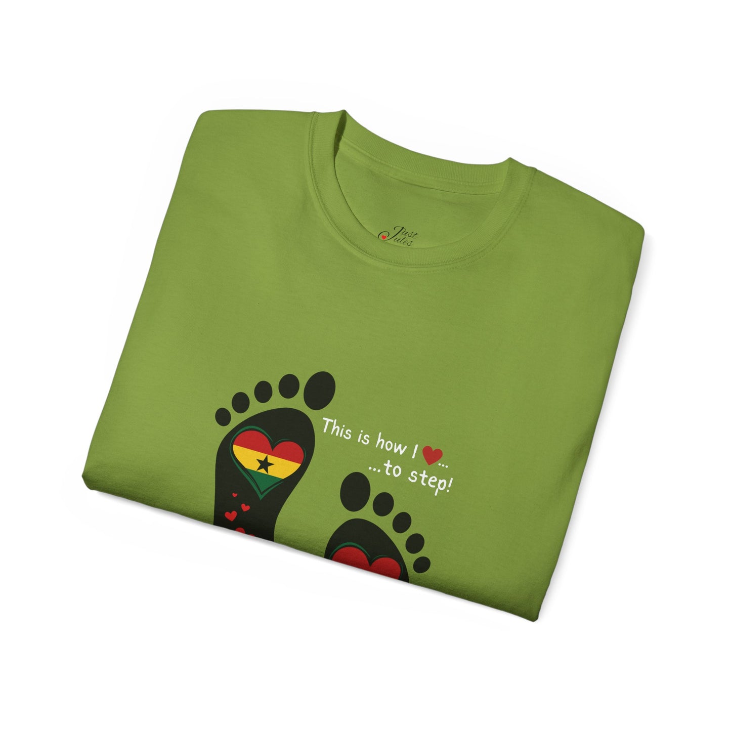 Unisex Ultra Cotton Tee - LoveJustJules Heart Flag Unisex Tee: Ghanaian Pride Edition