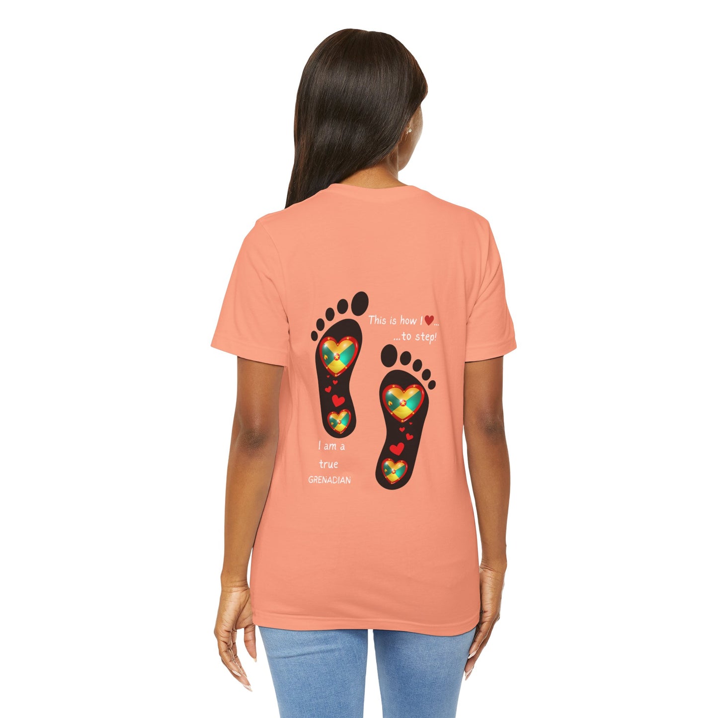 Unisex Jersey Short Sleeve Tee - LoveJustJules Grenadian Heart Flag Tee - Gift Idea