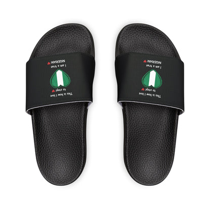 Removable-Strap Sandals - Step into Nigerian pride with our Heart-shaped Nigerian flag slider footwear from LoveJustJules!