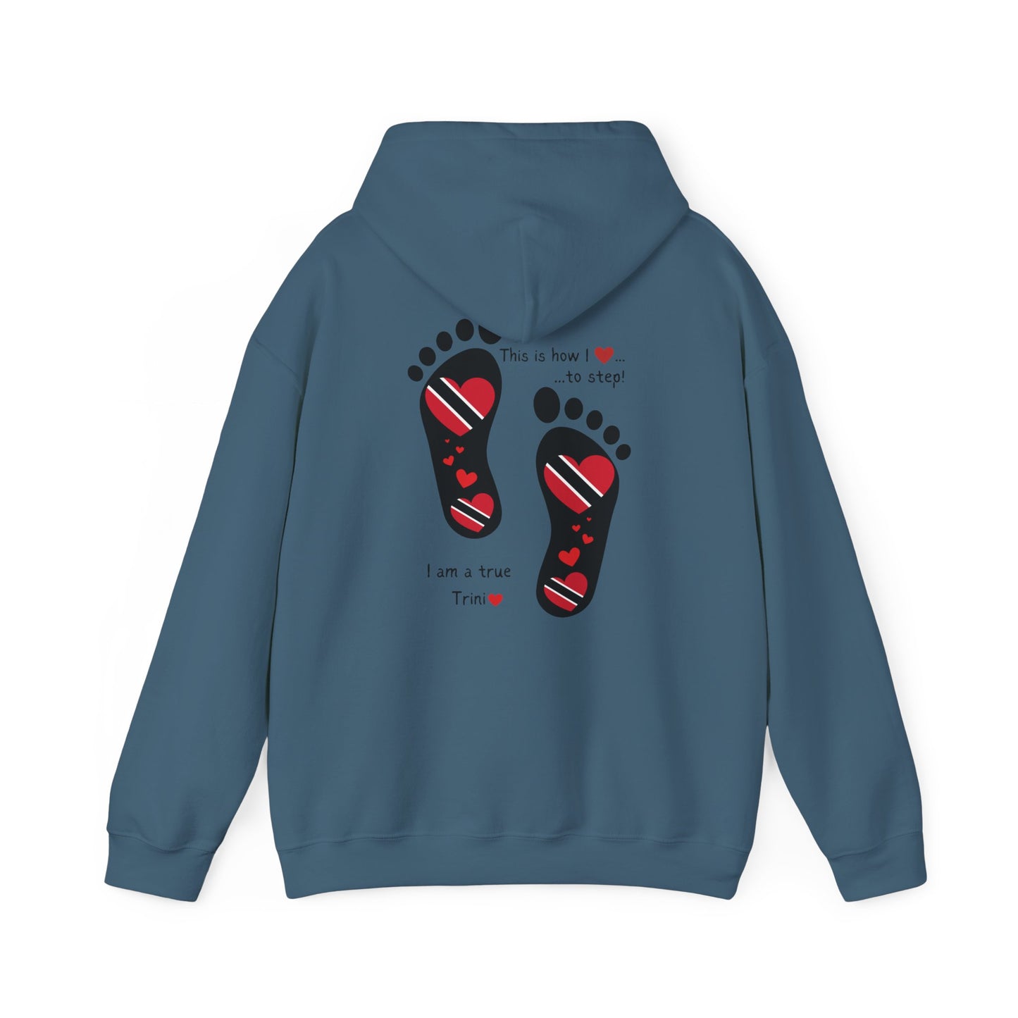 Trinidad Flag Footprints Hooded Top - Unique design meets comfort in our sweatshirt. Unisex style for all." Gift Idea for him and her.