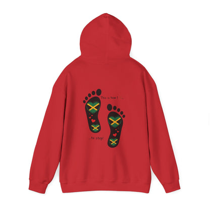 Jamaican Heritage Heart-Shaped Flag Footprints Unisex Hooded Top