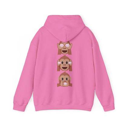 Introducing our iconic "See No Evil..Poop, Hear No Evil..Poop, Speak No Evil..Poop" monkeys hooded sweatshirt.