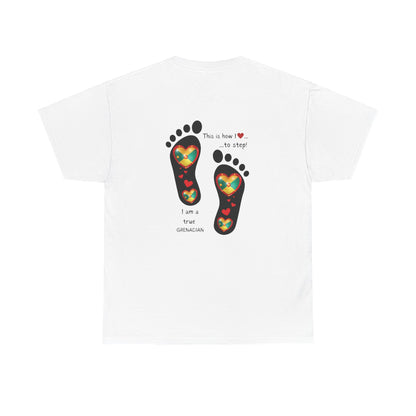 Unisex Heavy Cotton Tee -  LoveJustJules Grenadian Heart Flag Tee - Gift Idea