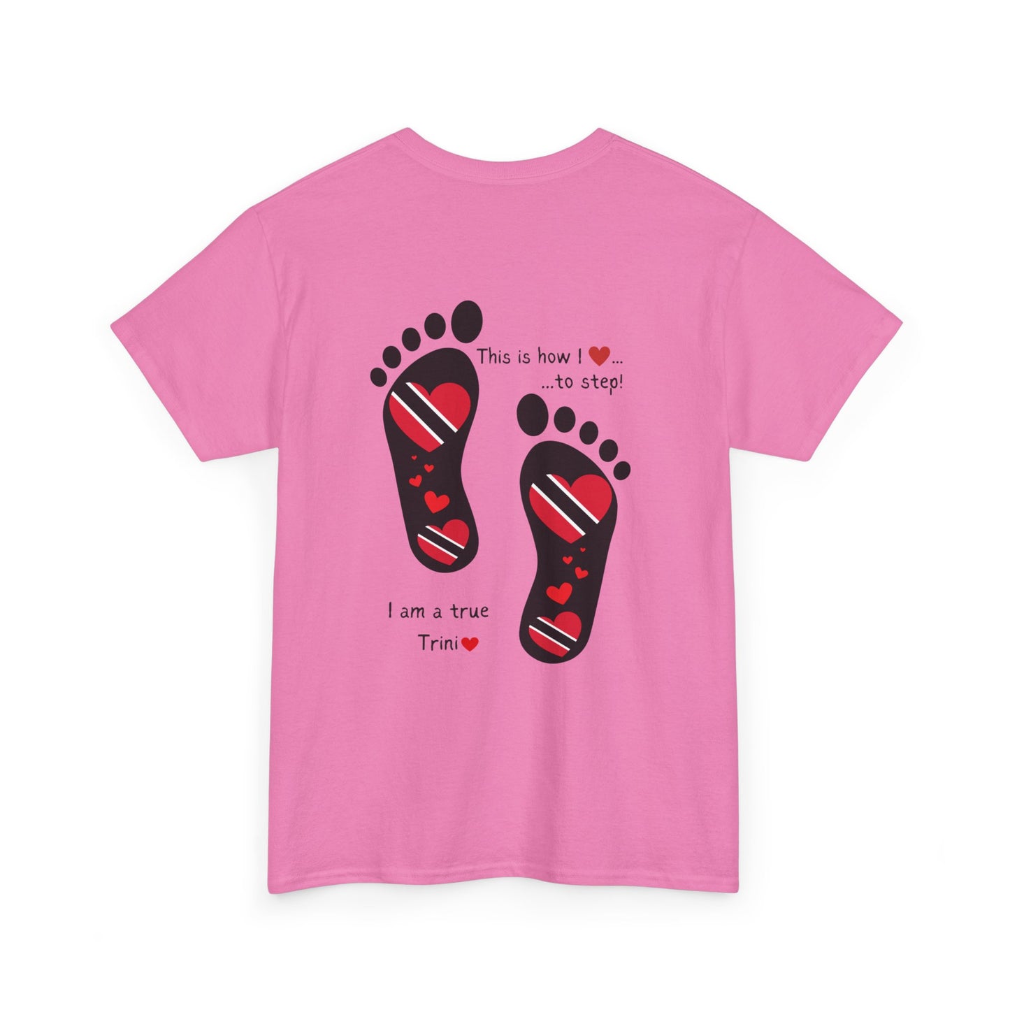 Introducing LoveJustJules's Exclusive Trinidad & Tobago Heart-Shaped Flags Footprint Tee - Trini flags in footprints.  Gift Idea.