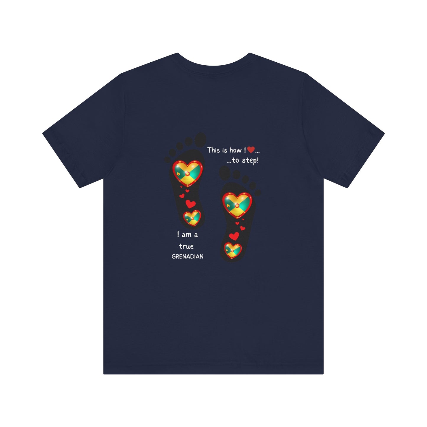 Unisex Jersey Short Sleeve Tee - LoveJustJules Grenadian Heart Flag Tee - Gift Idea