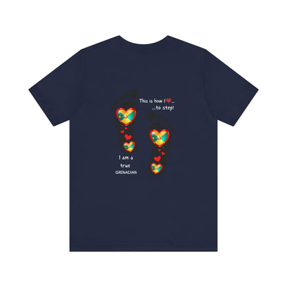 Unisex Jersey Short Sleeve Tee - LoveJustJules Grenadian Heart Flag Tee - Gift Idea