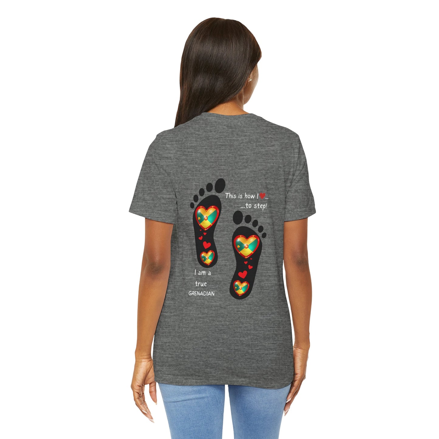 Unisex Jersey Short Sleeve Tee - LoveJustJules Grenadian Heart Flag Tee - Gift Idea