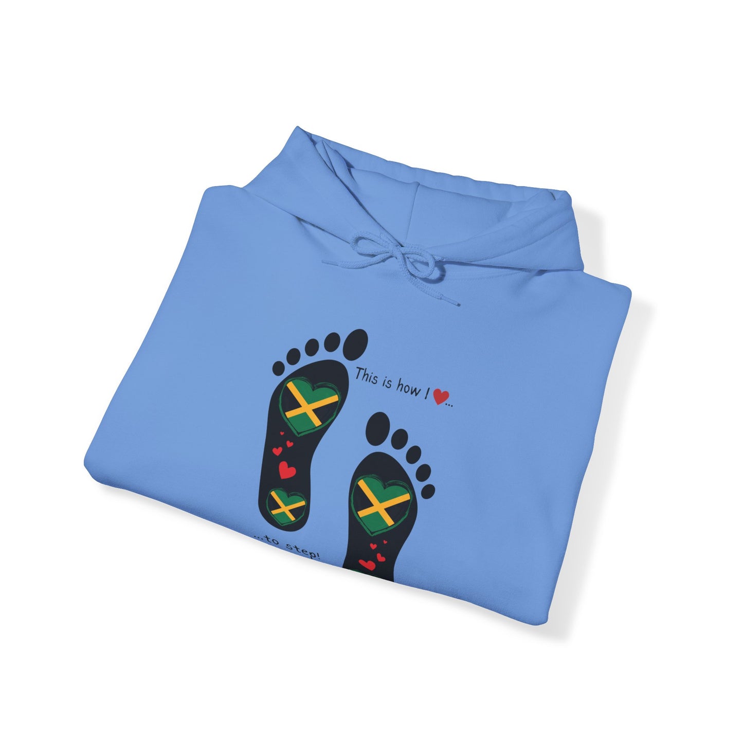 Jamaican Heritage Heart-Shaped Flag Footprints Unisex Hooded Top