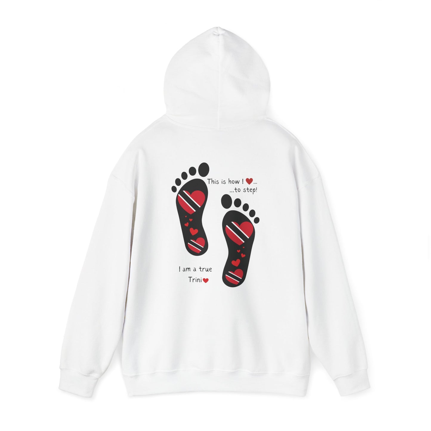 Trinidad Flag Footprints Hooded Top - Unique design meets comfort in our sweatshirt. Unisex style for all." Gift Idea for him and her.