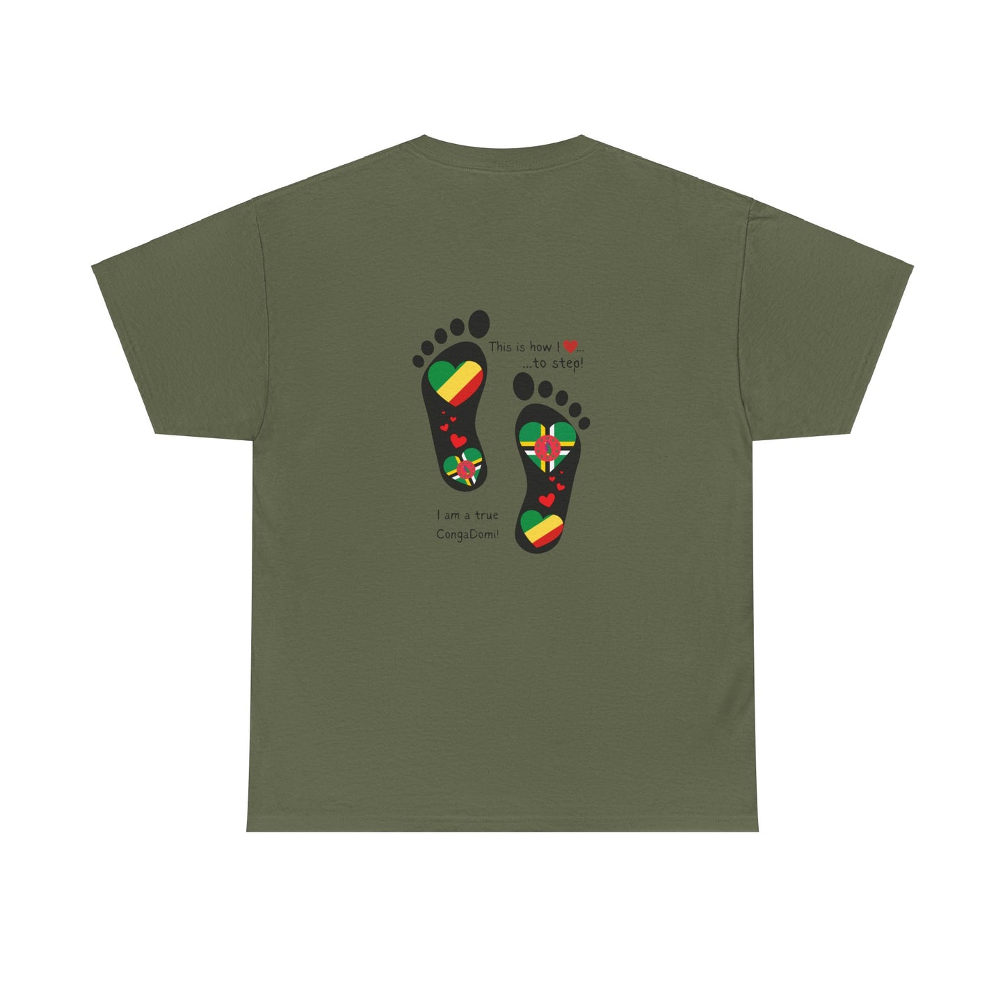 Unisex Heavy Cotton Tee - "Celebrating The Republic of the Congo & Dominica in Every Step" - Heritage Fusion By LoveJustJules