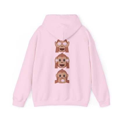 Introducing our iconic "See No Evil..Poop, Hear No Evil..Poop, Speak No Evil..Poop" monkeys hooded sweatshirt.