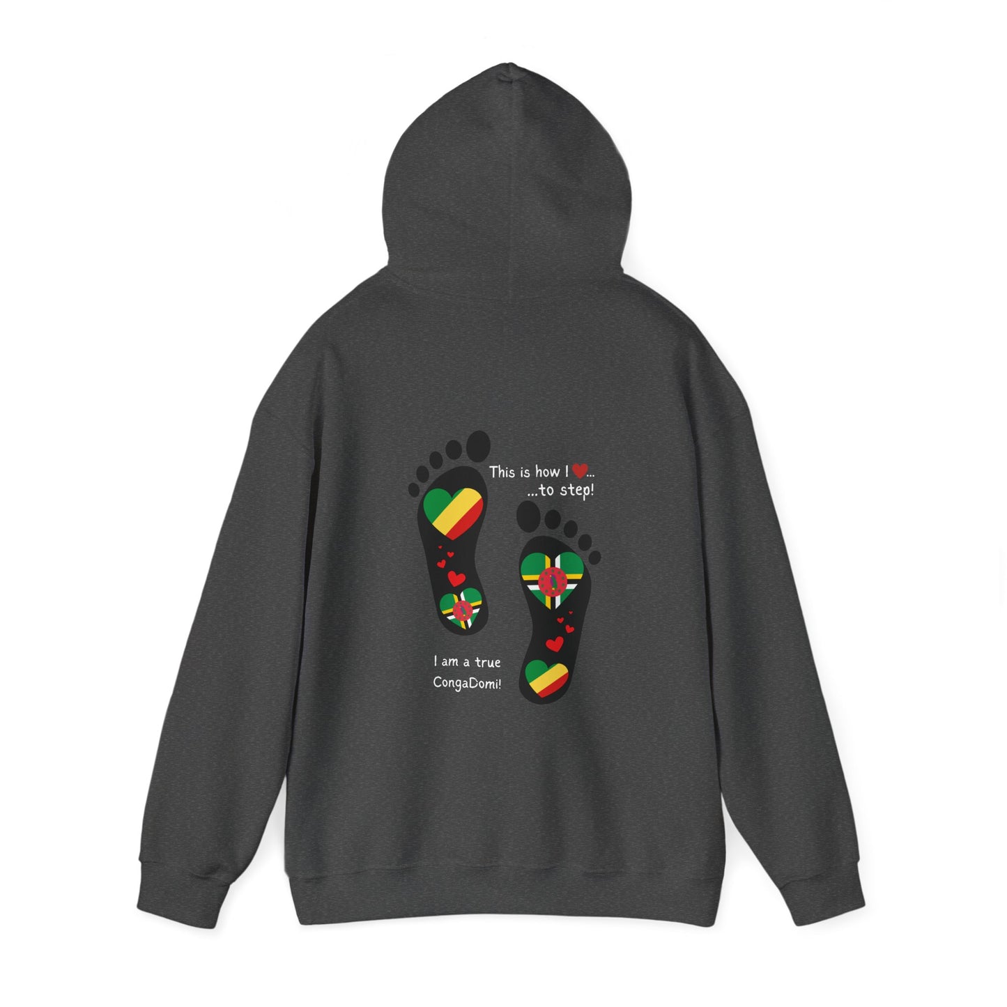 Unisex Heavy Blend™ "Celebrating The Republic of the Congo & Dominica in Every Step" - Heritage Flag Fusions By LoveJustJules