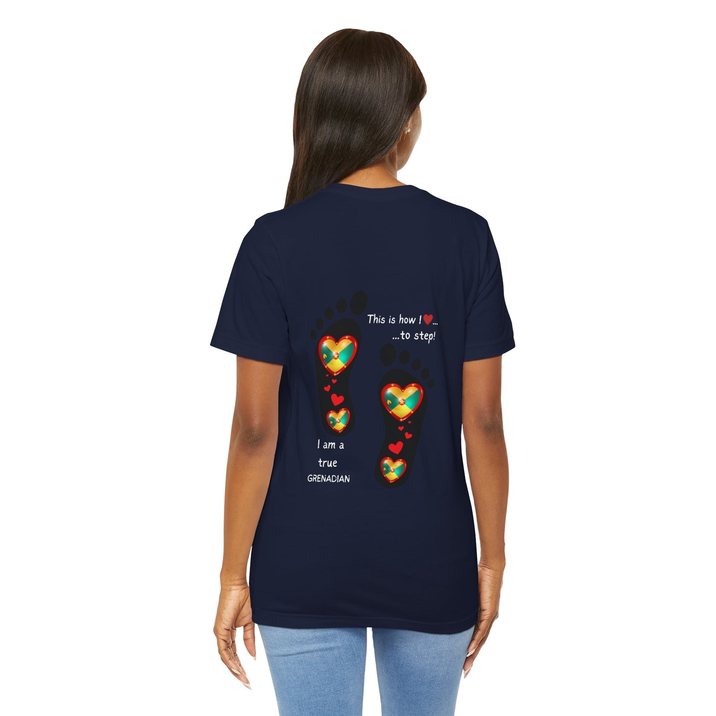 Unisex Jersey Short Sleeve Tee - LoveJustJules Grenadian Heart Flag Tee - Gift Idea