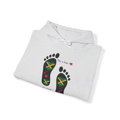 Jamaican Heritage Heart-Shaped Flag Footprints Unisex Hooded Top