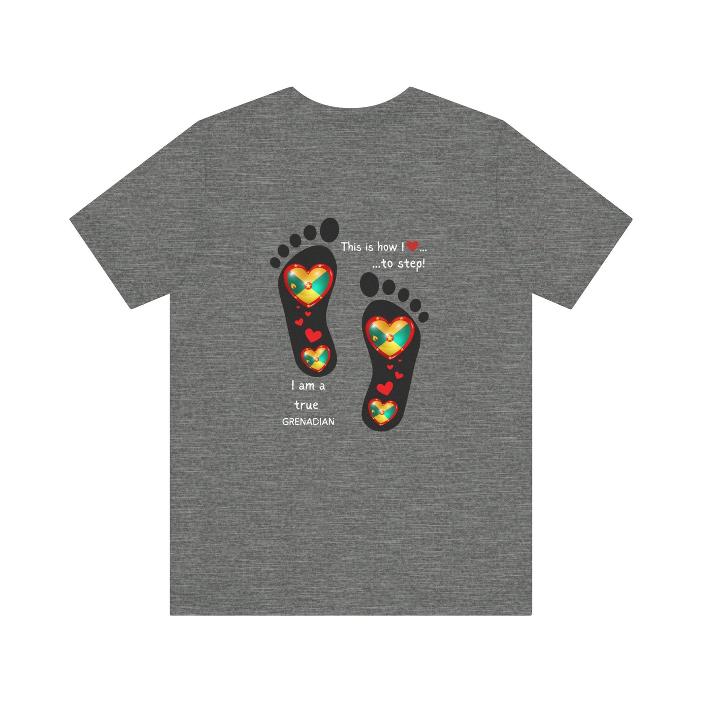 Unisex Jersey Short Sleeve Tee - LoveJustJules Grenadian Heart Flag Tee - Gift Idea